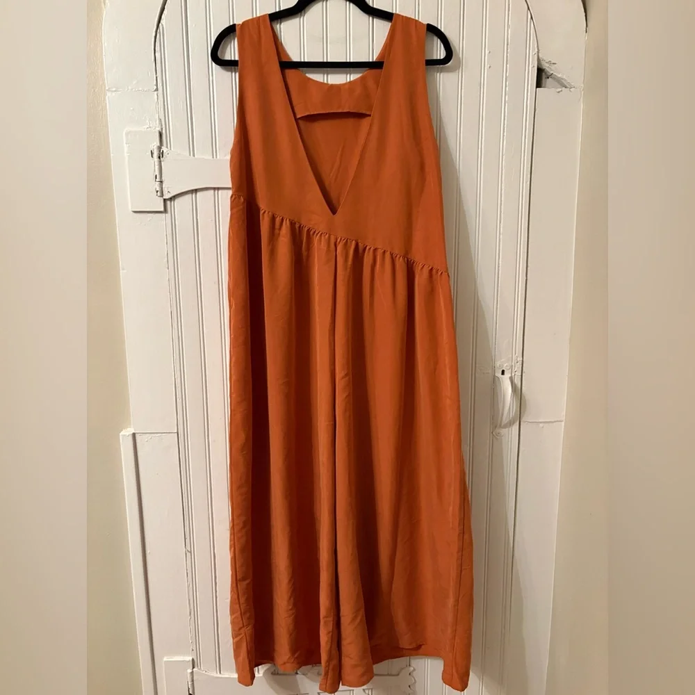 NWT ASOS Boho Minimalist Rust Orange Sleeveless Wide Leg Jumpsuit US 6 - Picture 4 of 8